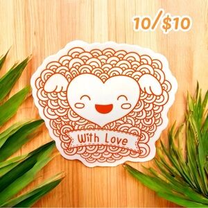 10 / $10 - With Love Heart Wings Sticker - Journal / Scrapbook